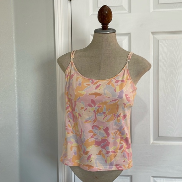 Vintage Y2K gap pink Cami cotton adjustable straps stretch shelf bra womens L - Picture 1 of 8